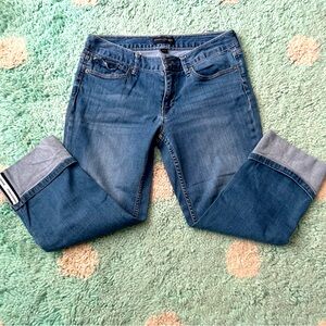 VTG Banana Republic Low Rise Jeans Denim 28 6R Blue Crop Cuff Vintage Straight